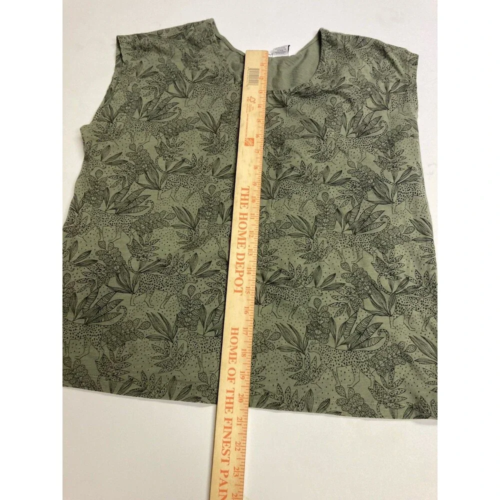 Tabitha Webb Women's Green Floral Round Neck Short Sleeve Pullover T-Shirt L